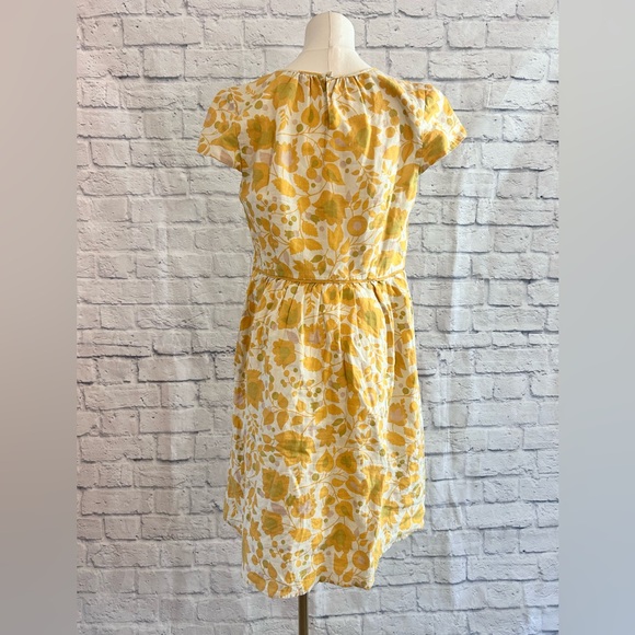 Boden Floral Dress 100% Linen Yellow & White Garden Girly Geek Chic Nerd - Picture 9 of 12